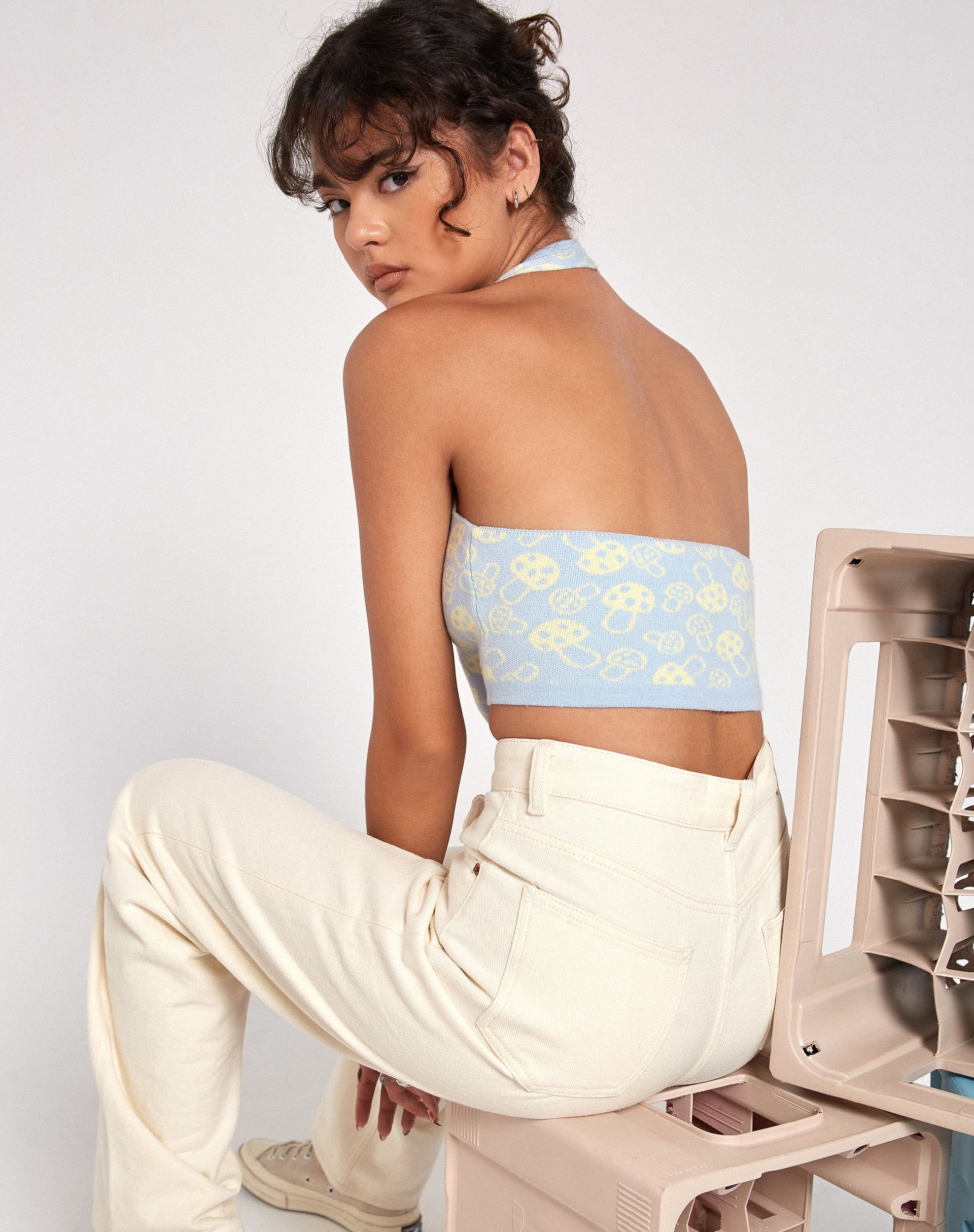 Immagine di Anura Crop Top in Baby Shroom Blue Yellow