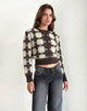 Immagine di Anzio Cardigan in maglia a quadri marrone