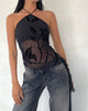 Immagine del top Arabella con collo alto in Orchidee Flock Nero