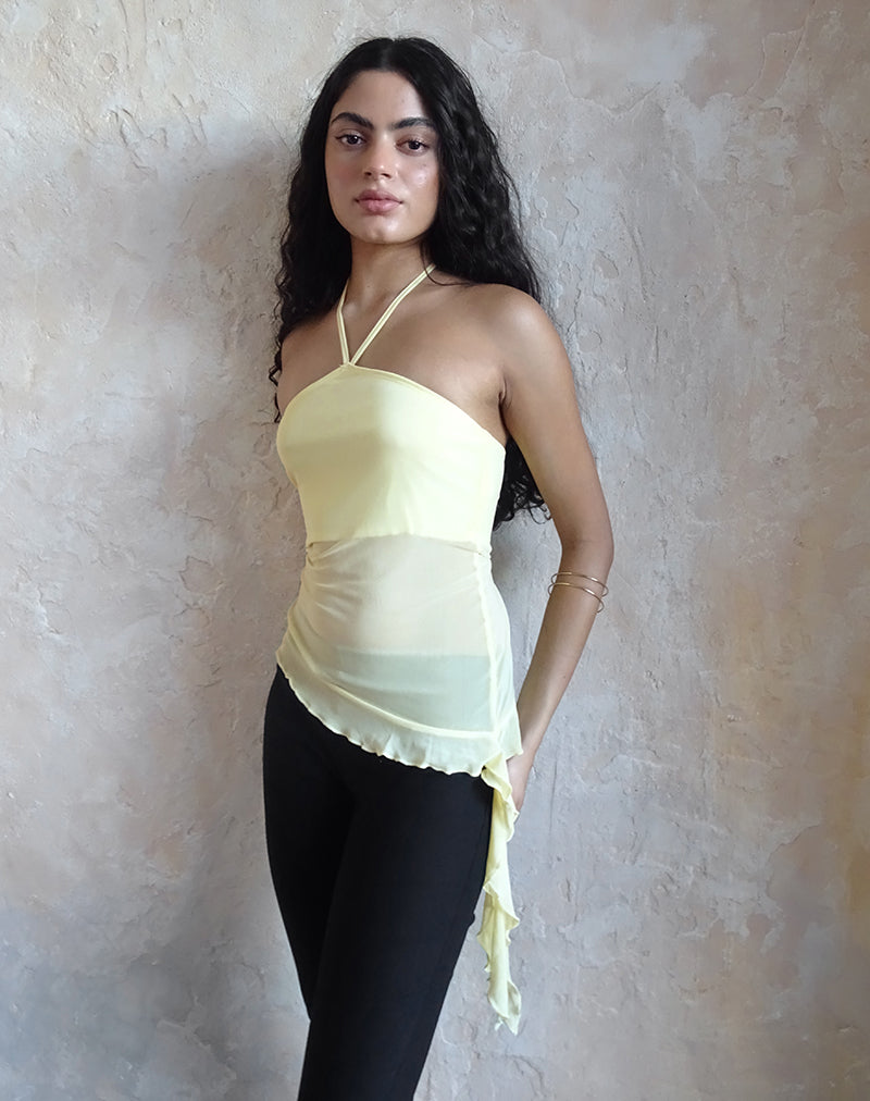 immagine di Arabella Halterneck Top in Mesh Lemon