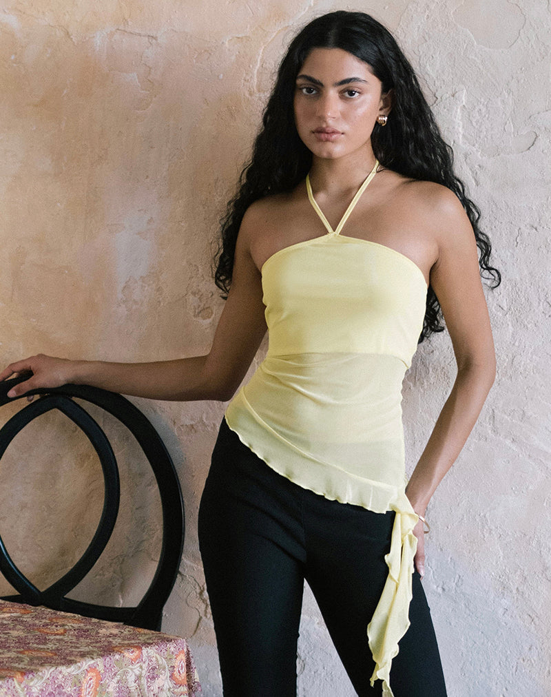 immagine di Arabella Halterneck Top in Mesh Lemon
