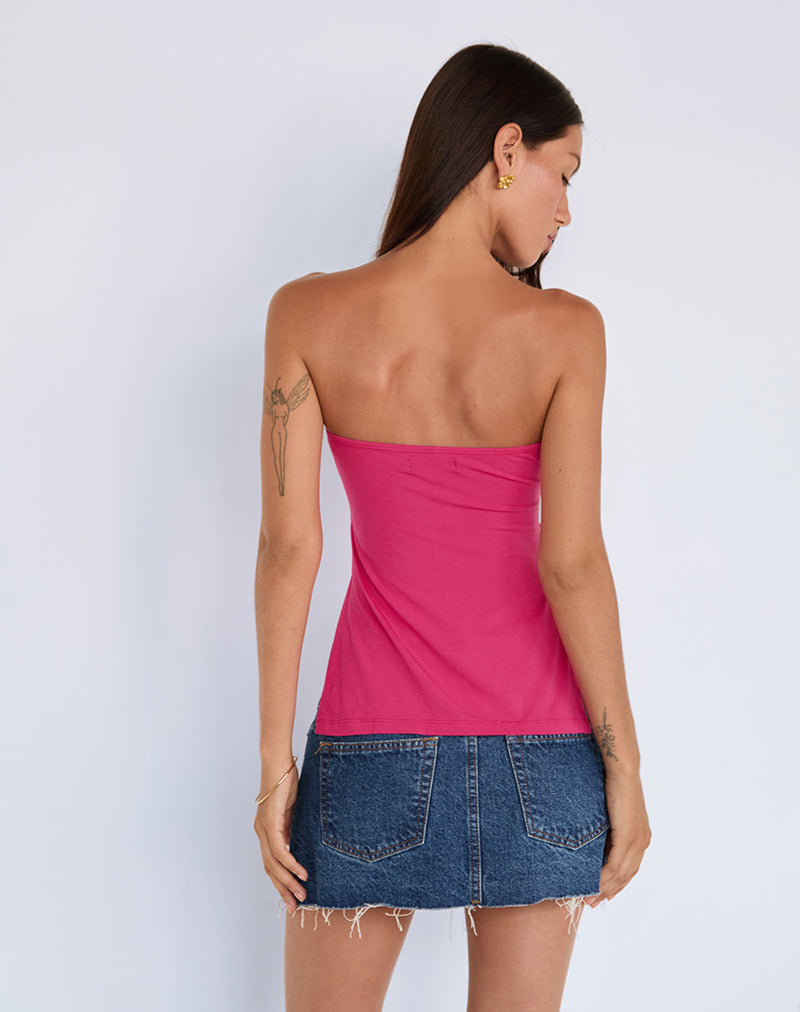 Immagine di Aravie Top a fascia increspato in rosa Fandango