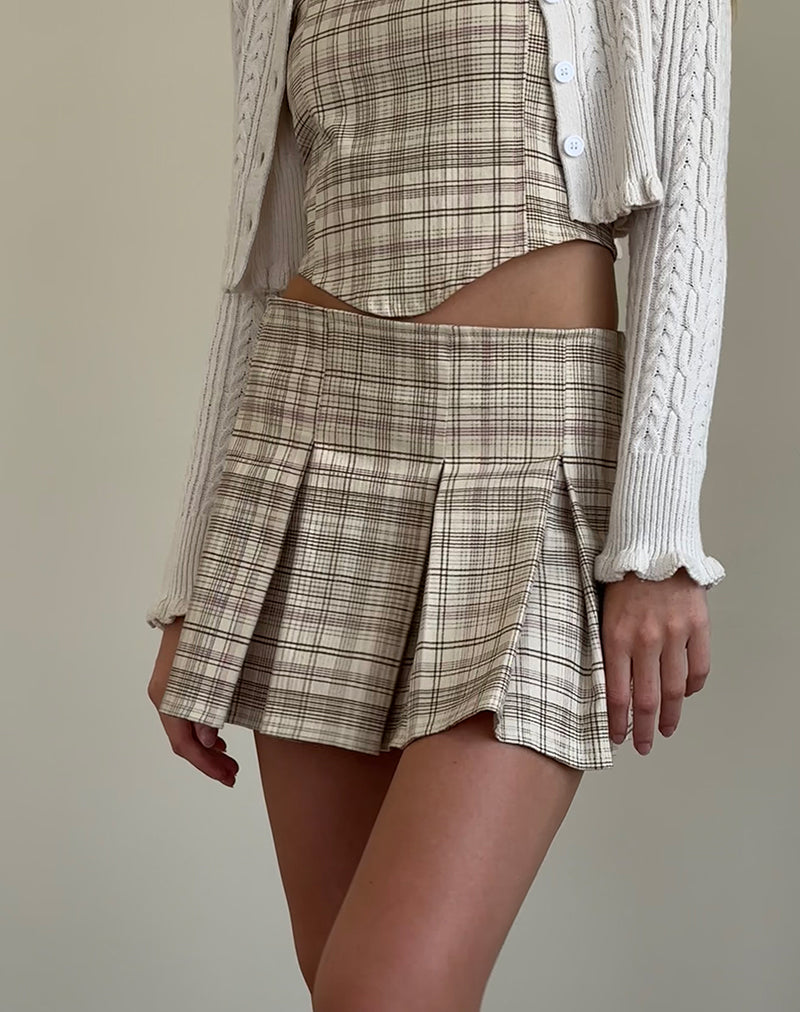Immagine di Alula Mini Gonna in Crema Pastello Check