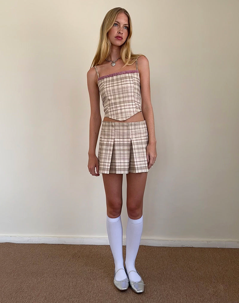 Immagine di Archie Corset Top in crema pastello check