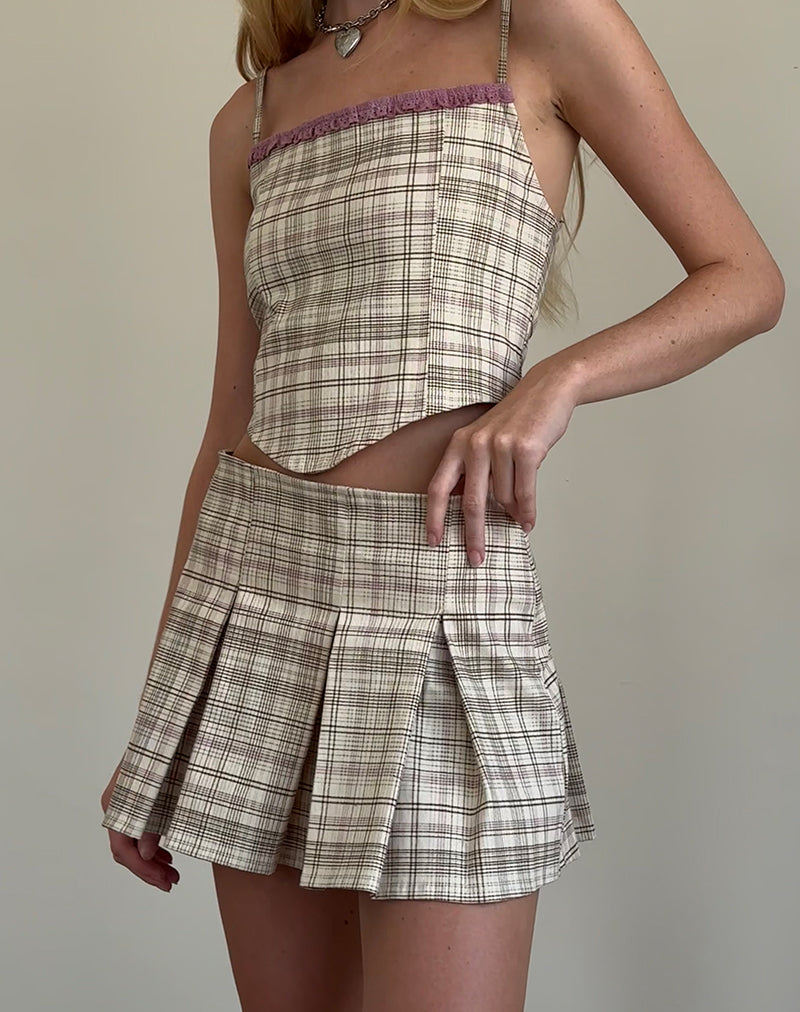 Immagine di Archie Corset Top in crema pastello check