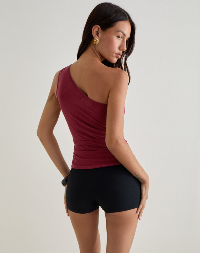 Immagine di Arika Top asimmetrico tagliato in cupro bordeaux