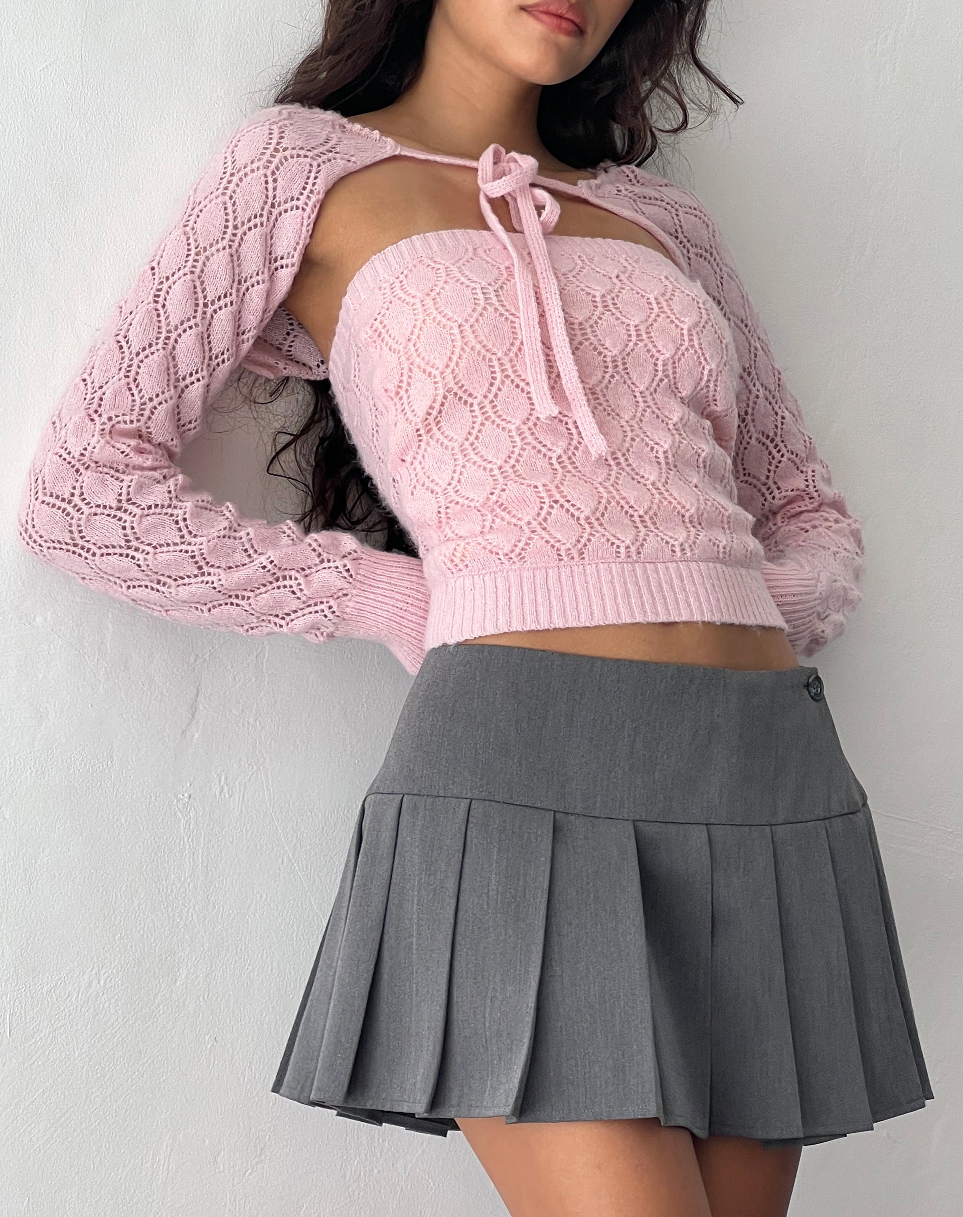 Immagine di Arinah Top coprispalle lavorato a maglia in rosa balletto