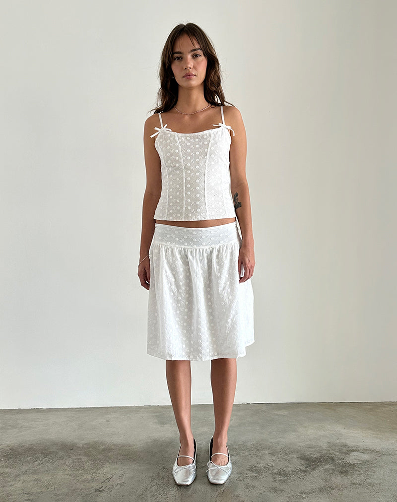 Immagine di Aristia Gonna midi in Broderie intrecciato Bianco