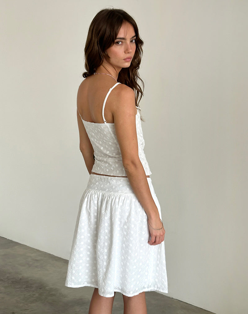 Immagine di Aristia Gonna midi in Broderie intrecciato Bianco
