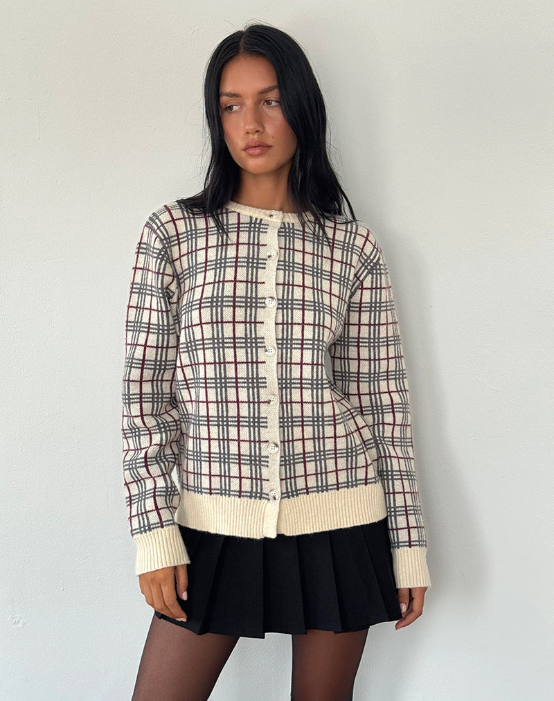 Arlene Cardigan in maglia a quadri Crema