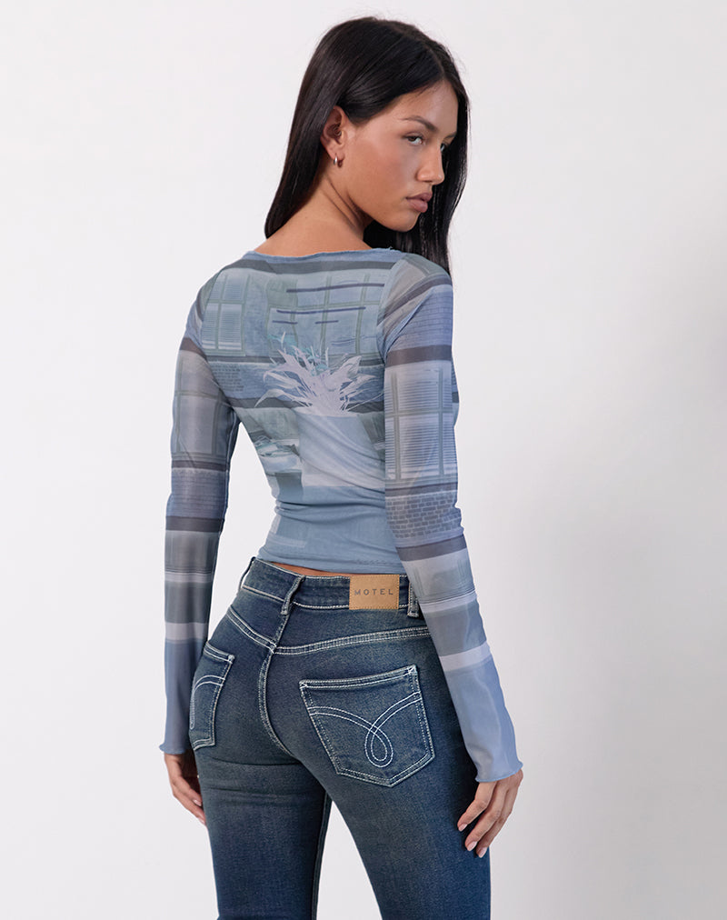 Immagine di Armali Top a maniche lunghe con stampa Parlour Blu