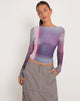 image of Armali Top manica lunga in mesh rosa stampa digitale