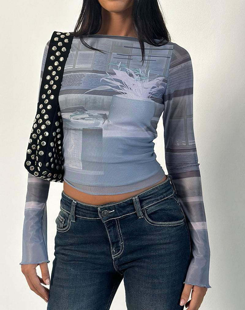 Immagine di Armali Top a maniche lunghe con stampa Parlour Blu
