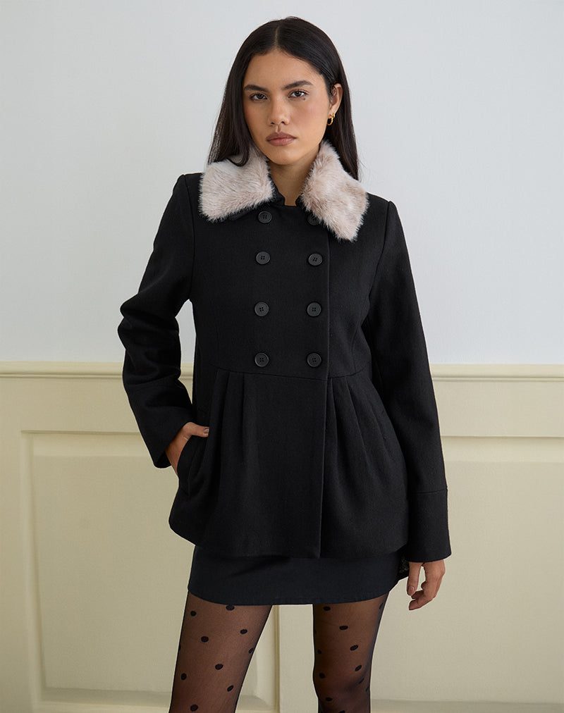 Cappotto doppiopetto Arsil in lana nera