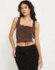 immagine di Asahi Crop Top in pizzo marrone castagna