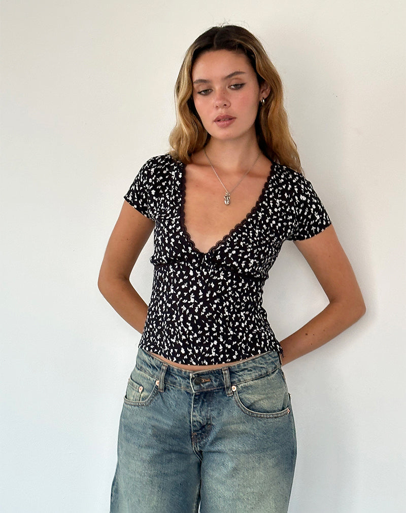 Immagine di Asani Top in nero Ditsy Romance
