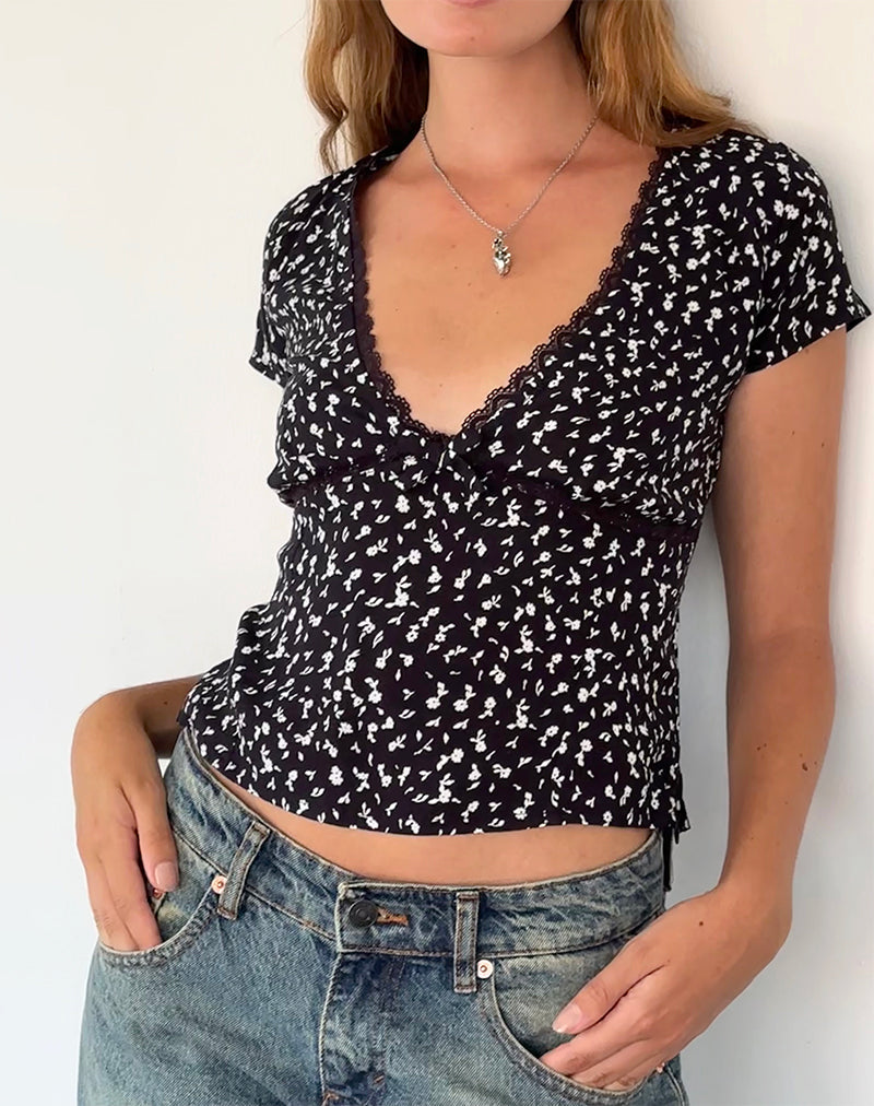 Immagine di Asani Top in nero Ditsy Romance