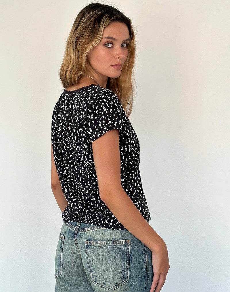 Immagine di Asani Top in nero Ditsy Romance