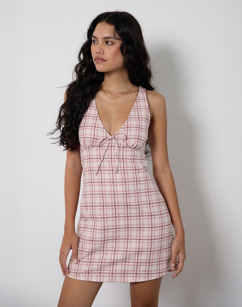 Mini abito Asatari in Basic Tartan Pink