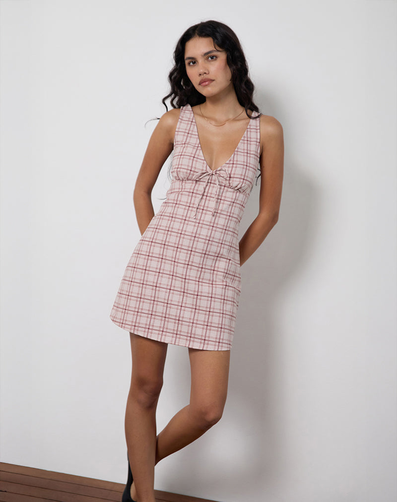 Mini abito Asatari in Basic Tartan Pink