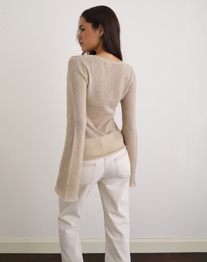Immagine di Ashla Top in maglia trasparente Beige