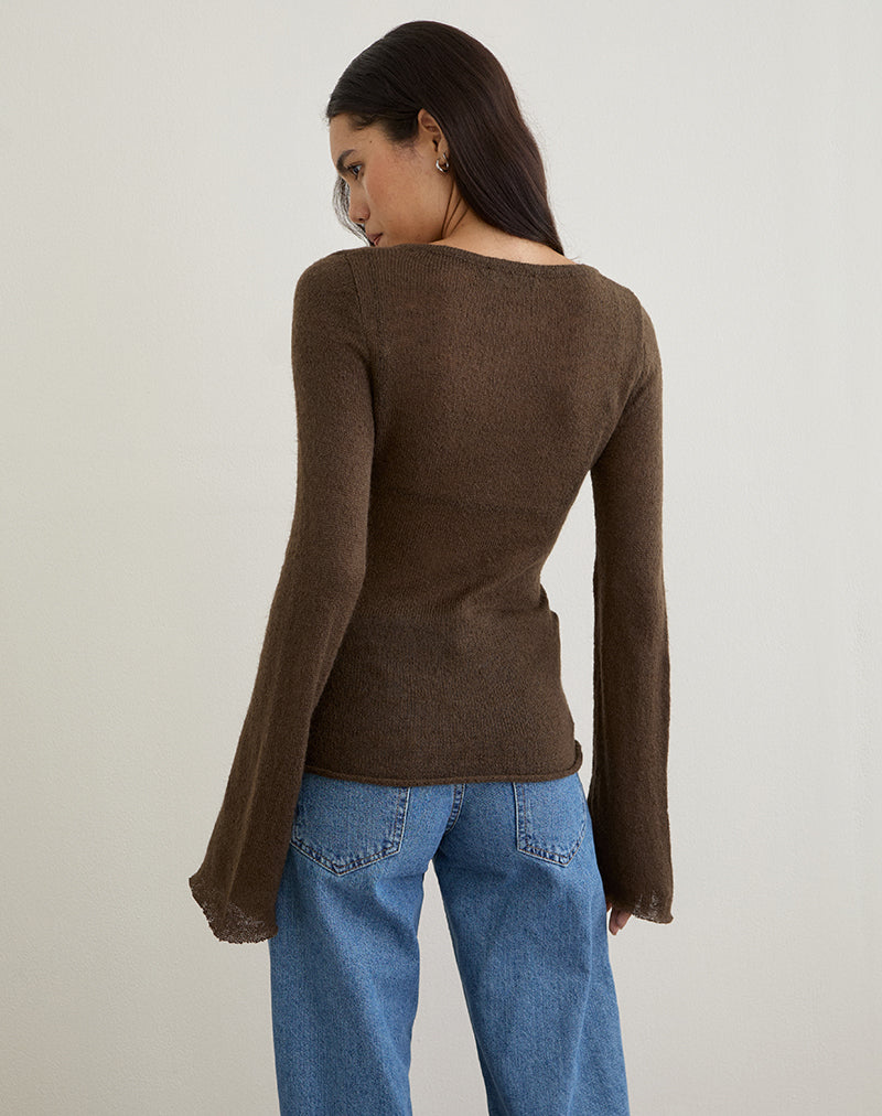 Immagine di Ashla Top in maglia trasparente Cioccolato Scuro