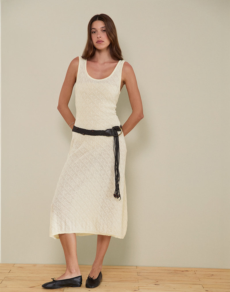 Vestito Ashtin Midi in Pointelle Avorio