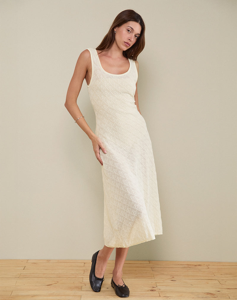 Immagine di Ashtin Midi Dress in Pointelle Avorio