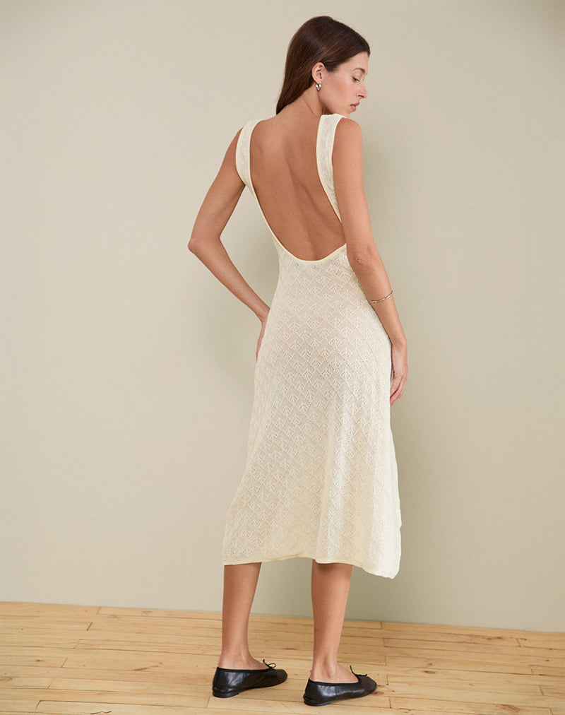 Immagine di Ashtin Midi Dress in Pointelle Avorio