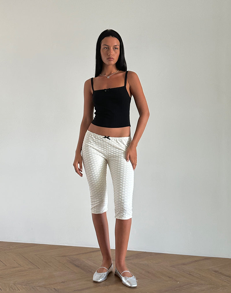 Pantaloni Capri Asih in pizzo cuore avorio