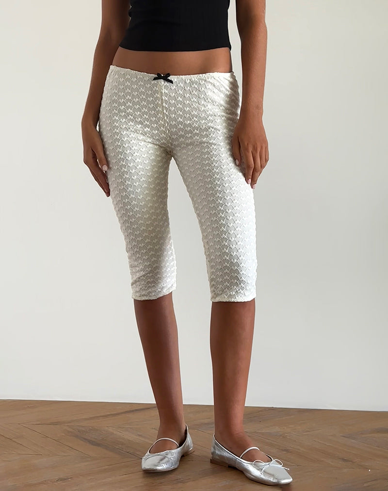 Pantaloni Capri Asih in pizzo cuore avorio
