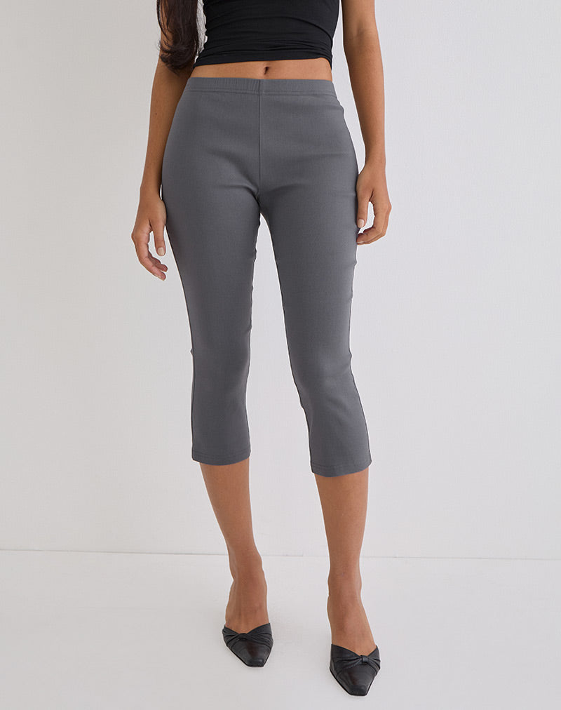 Immagine dei pantaloni capri cropped Asla in tessuto elasticizzato color antracite