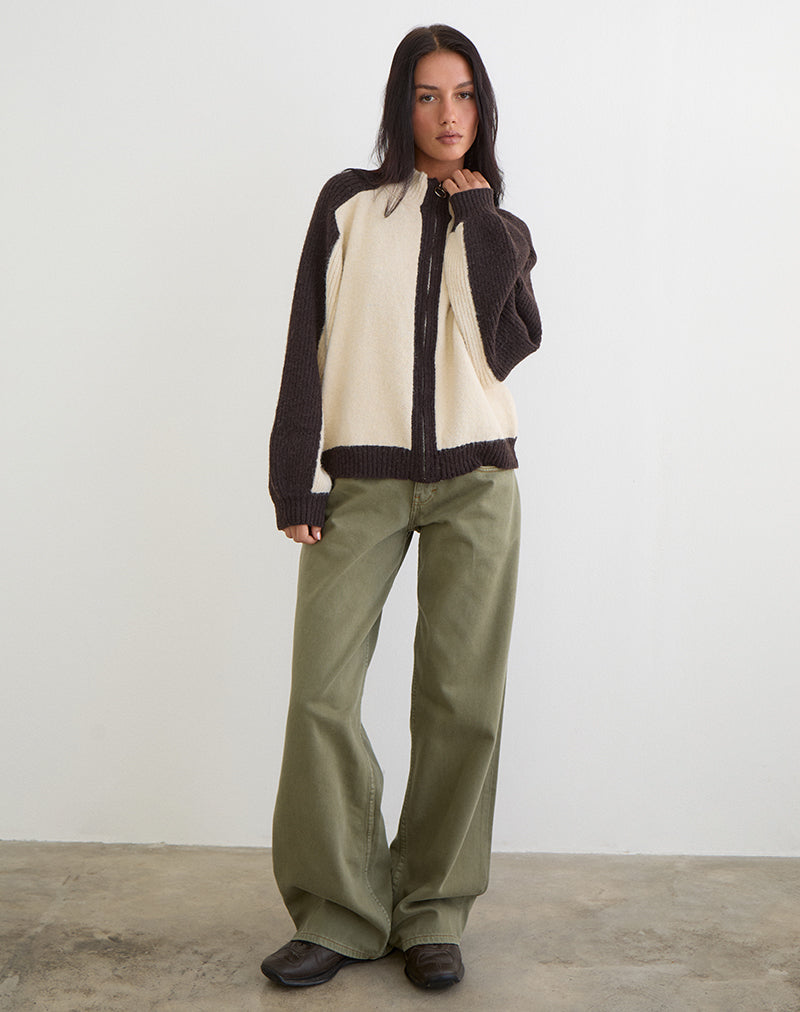 Maglione Asrar in maglia color crema e marrone