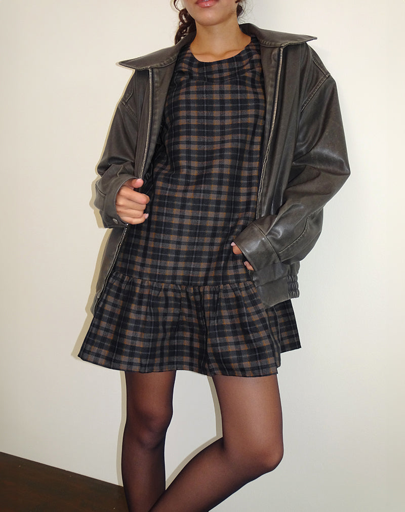 Immagine di Asterin Mini Smock Dress in Navy Mustard Check