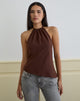 Immagine di Astina Top con collo alto in chiffon marrone