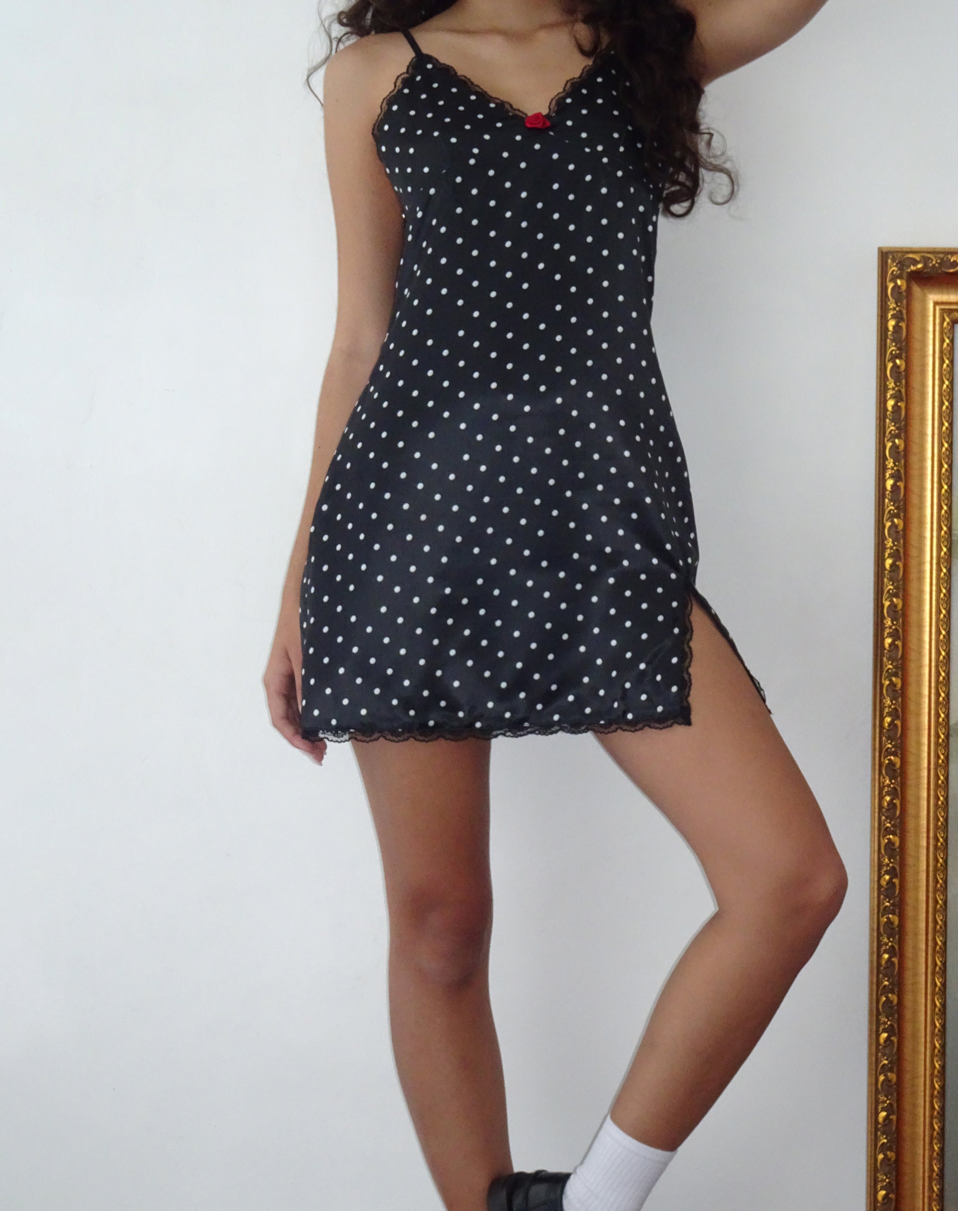 Immagine di Astrid Mini Abito in Raso a Pois Nero