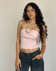 Immagine di Astrum Top a fascia in raso rosa con rosa avorio