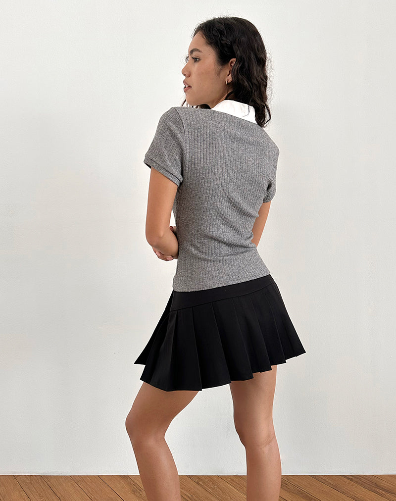 Immagine di Asuka Knitted Polo Top in Grey Marl