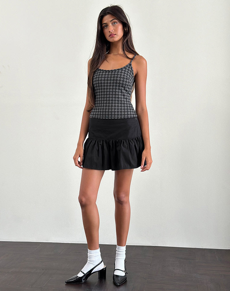 Top Cami in maglia Atarah in Argyle nero grigio