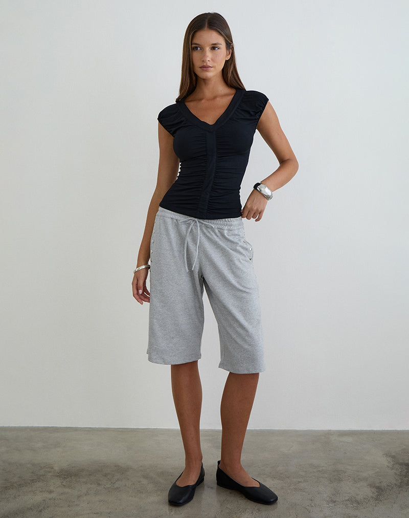 Immagine del top con scollo a V Atheia in jersey di rayon nero