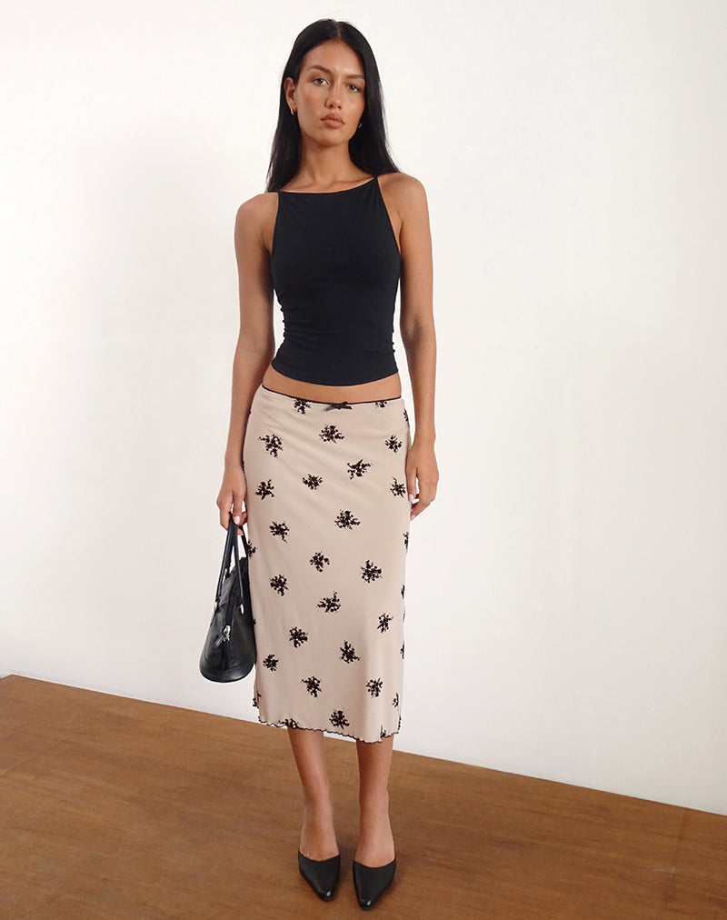 Atira - Gonna midi in cluster floreale flock Nude