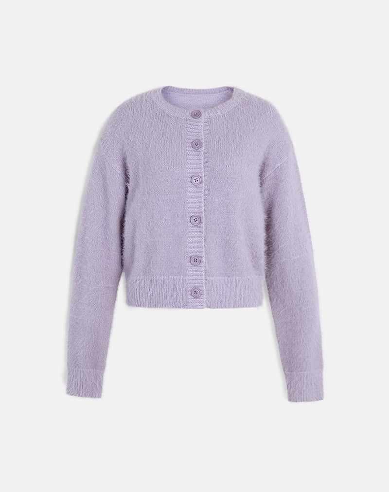 Immagine del cardigan Audrina in maglia morbida Dusty Lilac