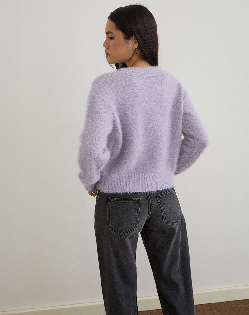 Immagine del cardigan Audrina in maglia morbida Dusty Lilac
