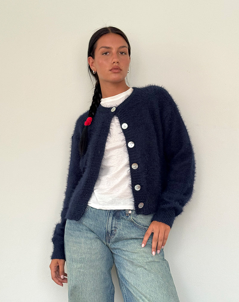 Immagine di Audrina Cardigan in maglia soffice Navy