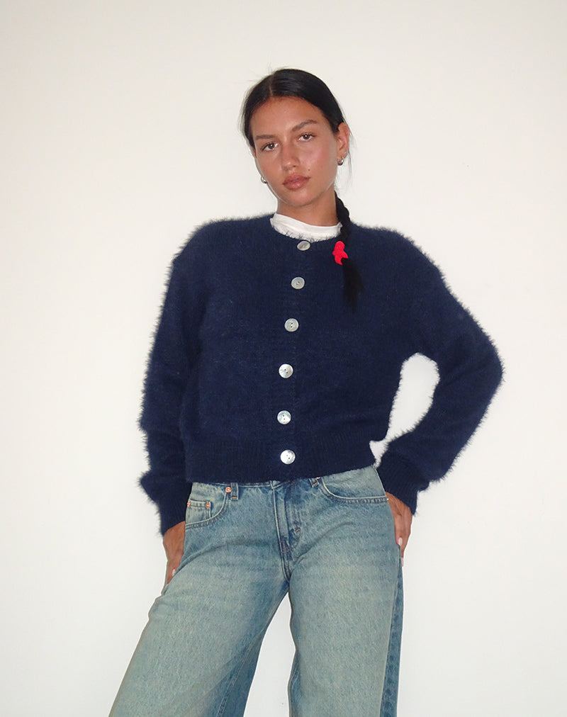 Immagine di Audrina Cardigan in maglia soffice Navy