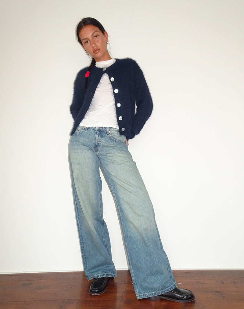 Immagine di Audrina Cardigan in maglia soffice Navy