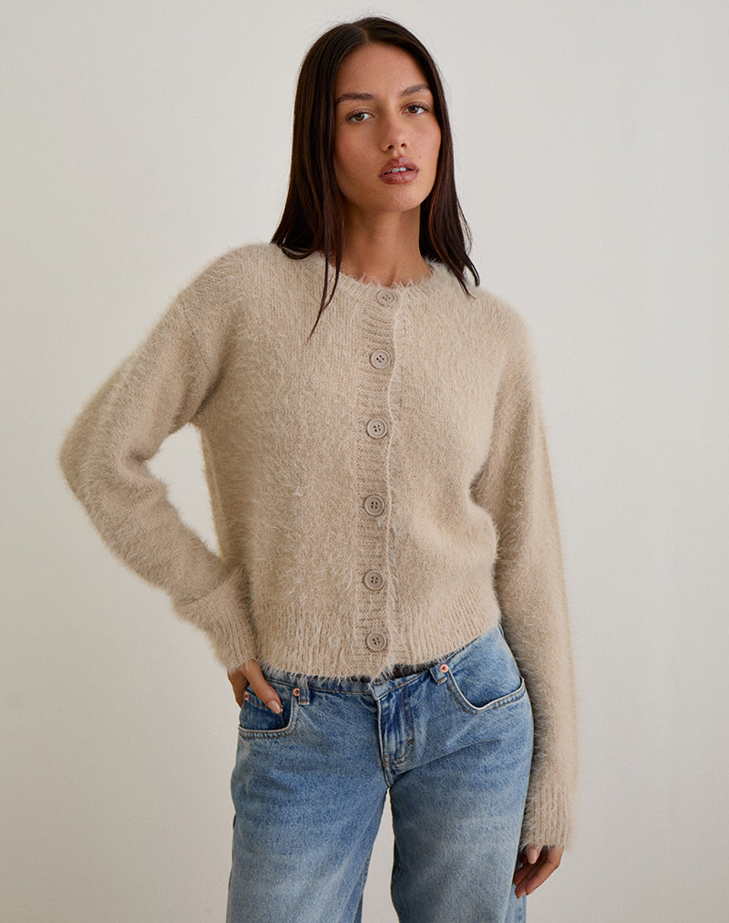 Immagine di Audrina Cardigan in maglia morbida Beige