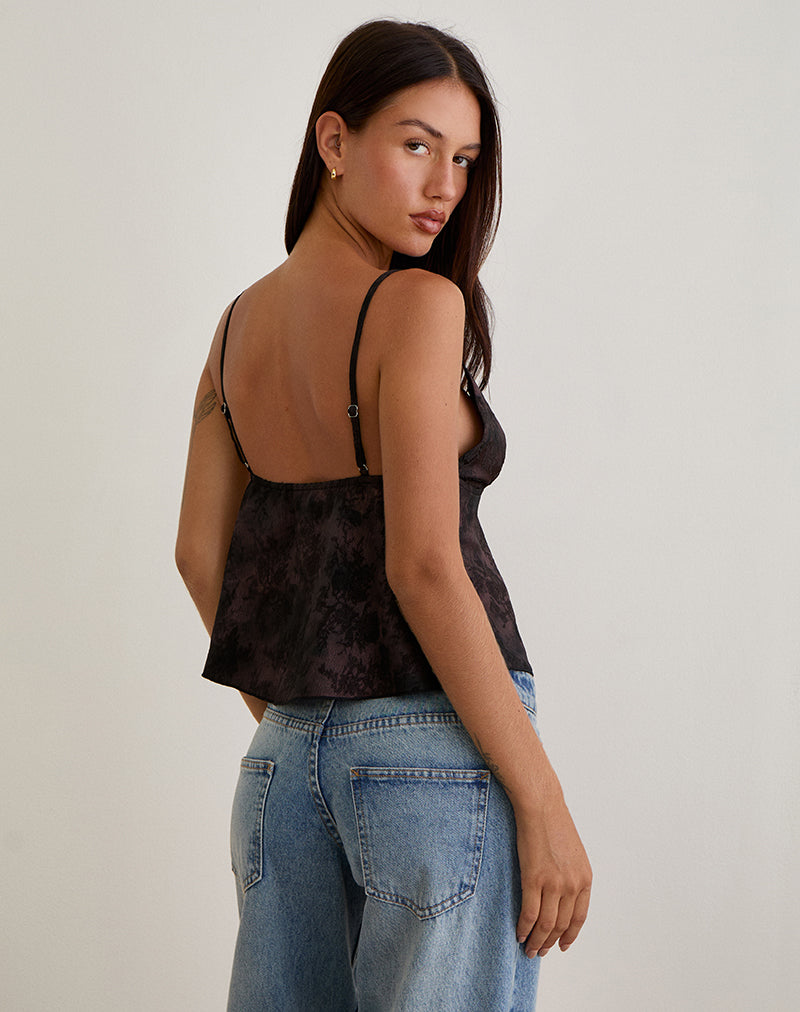 Immagine di Marinda Top in Jacquard Viola Scuro Floreale