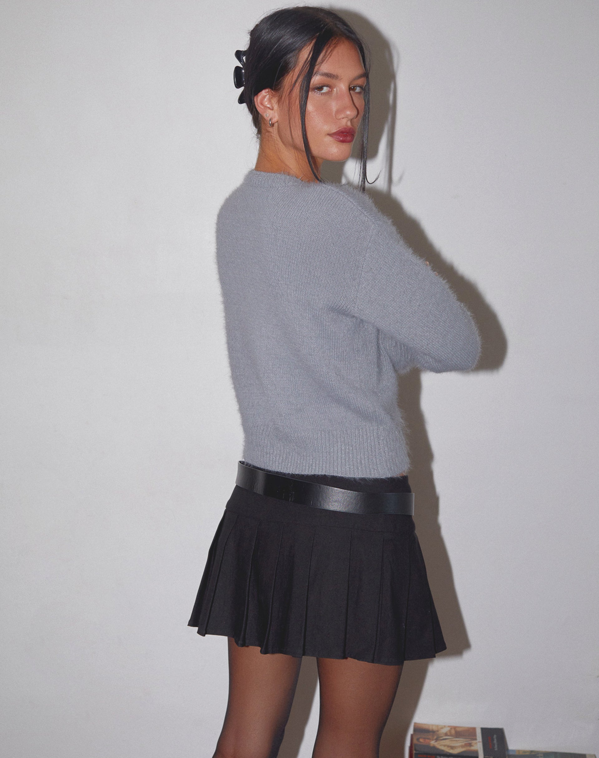 Immagine del cardigan Audrina in maglia morbida grigio