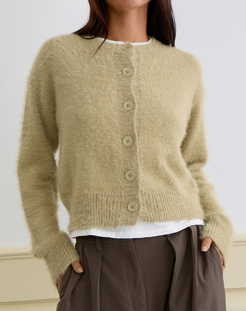 Cardigan Audrina in soffice maglia salvia